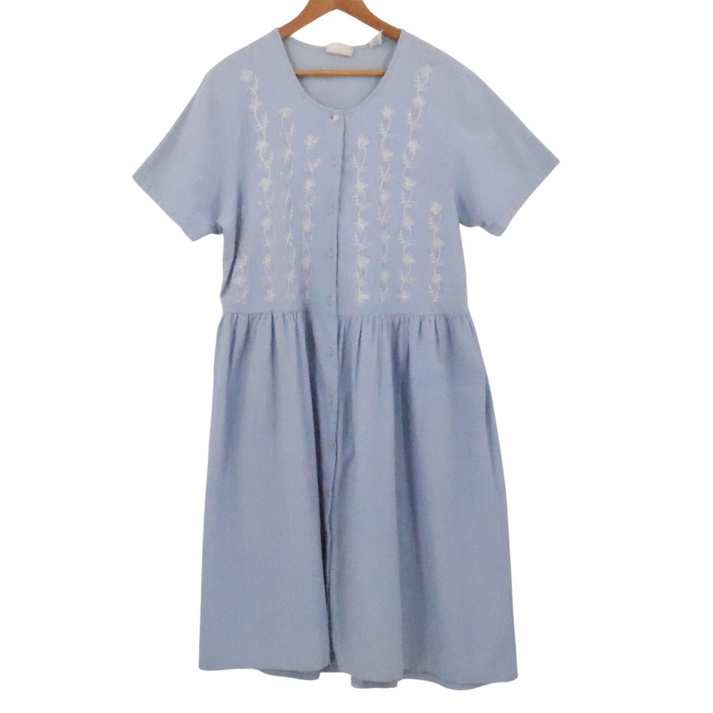 Erika Taylor Country Cottons Embroidered Midi Dress Womens Size XL Vintage 90s